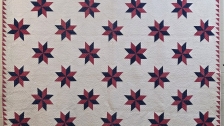 Mid 19th century Pieced Star Quilt with Early Chintz Fabric 